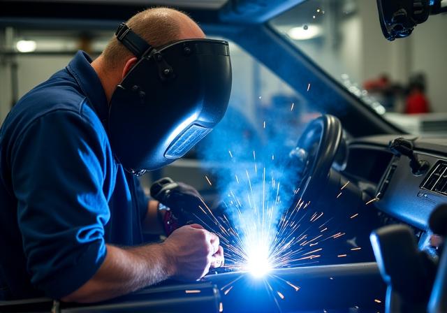 Professional TIG welding on a roll cage